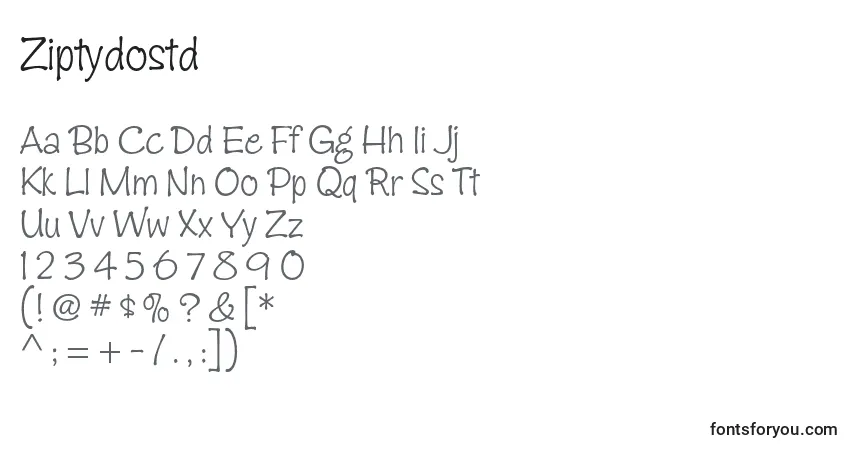 Schriftart Ziptydostd – Alphabet, Zahlen, spezielle Symbole