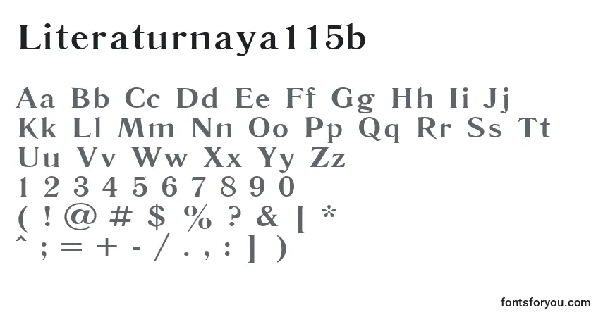 A fonte Literaturnaya115b – alfabeto, números, caracteres especiais