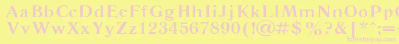 Literaturnaya115b-fontti – vaaleanpunaiset fontit keltaisella taustalla
