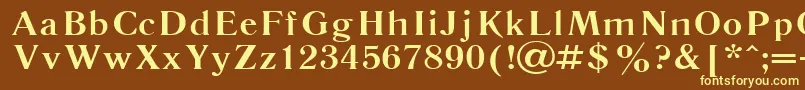 Literaturnaya115b-fontti – keltaiset fontit ruskealla taustalla