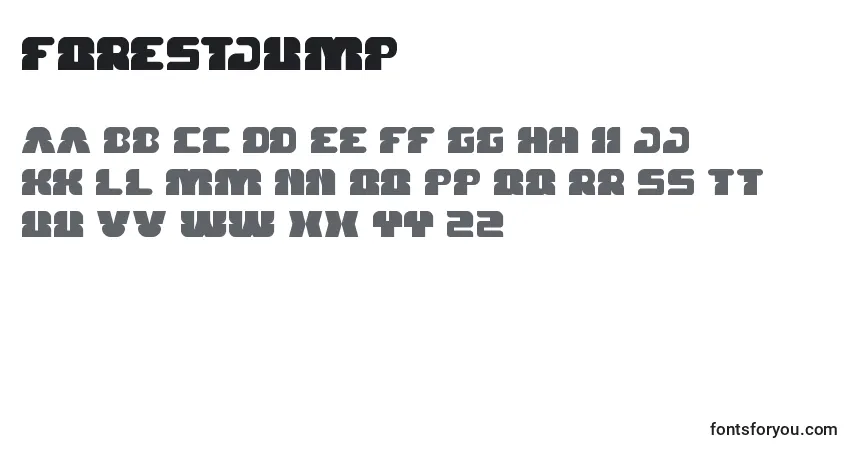 Czcionka ForestJump – alfabet, cyfry, specjalne znaki