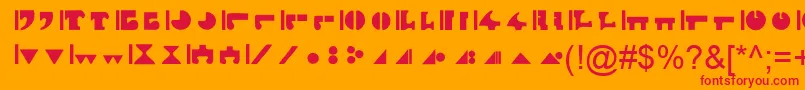 フォントInterlacByBluePanther – オレンジの背景に赤い文字