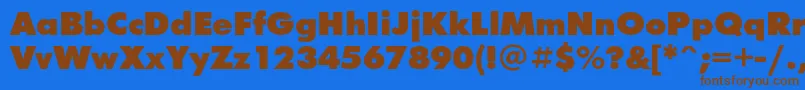 フォントFuturafuturisblackc – 茶色の文字が青い背景にあります。