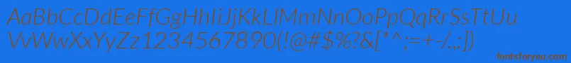 LatoLightitalic Font – Brown Fonts on Blue Background