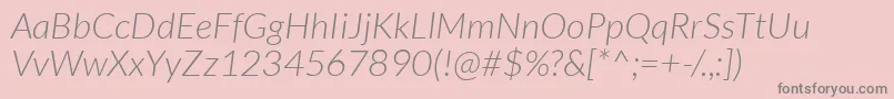 Fonte LatoLightitalic – fontes cinzas em um fundo rosa