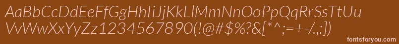 Czcionka LatoLightitalic – różowe czcionki na brązowym tle