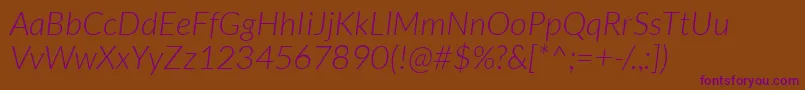 LatoLightitalic Font – Purple Fonts on Brown Background