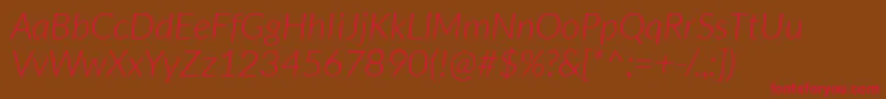 フォントLatoLightitalic – 赤い文字が茶色の背景にあります。