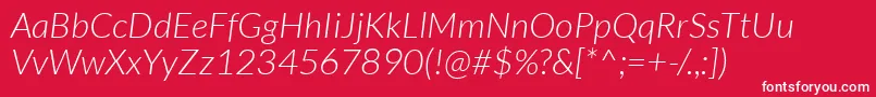 Fonte LatoLightitalic – fontes brancas em um fundo vermelho
