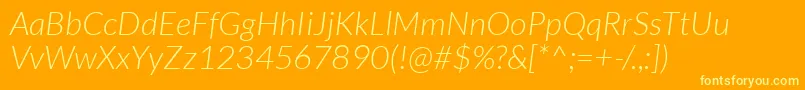 Fonte LatoLightitalic – fontes amarelas em um fundo laranja
