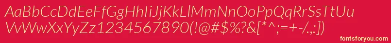 Czcionka LatoLightitalic – żółte czcionki na czerwonym tle