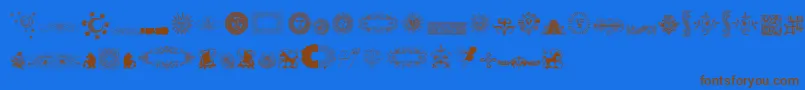 RoughOrnamentsFree-Schriftart – Braune Schriften auf blauem Hintergrund