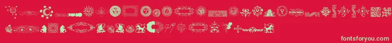 フォントRoughOrnamentsFree – 赤い背景に緑の文字