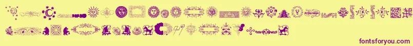 RoughOrnamentsFree-fontti – violetit fontit keltaisella taustalla