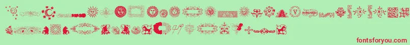 RoughOrnamentsFree Font – Red Fonts on Green Background