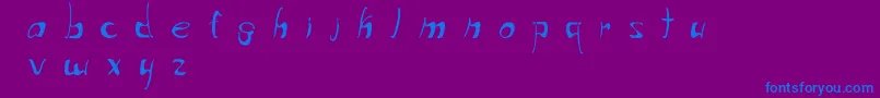 フォントWriteThatDown – 紫色の背景に青い文字