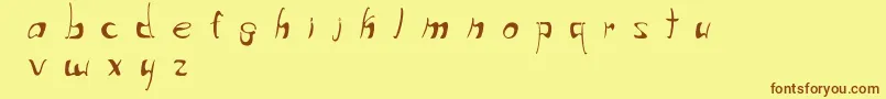 フォントWriteThatDown – 茶色の文字が黄色の背景にあります。