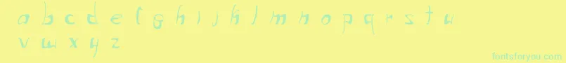 フォントWriteThatDown – 黄色い背景に緑の文字