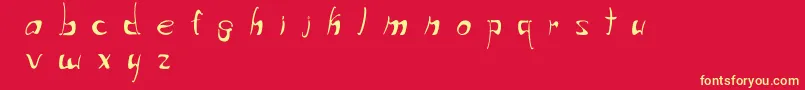 フォントWriteThatDown – 黄色の文字、赤い背景