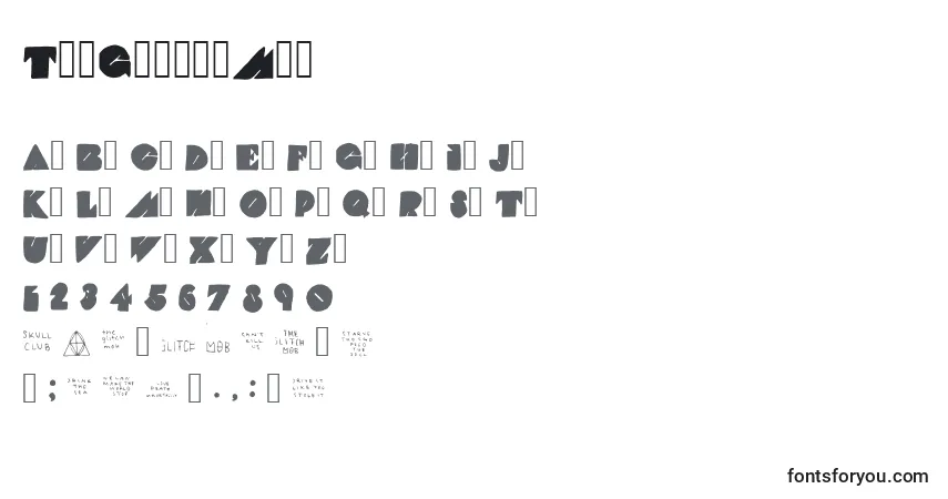Schriftart TheGlitchMob – Alphabet, Zahlen, spezielle Symbole