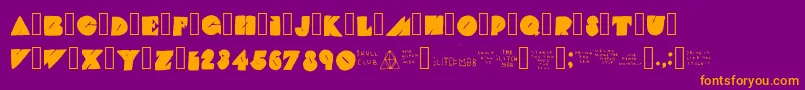 TheGlitchMob-fontti – oranssit fontit violetilla taustalla