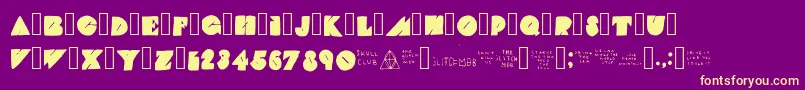 TheGlitchMob-fontti – keltaiset fontit violetilla taustalla