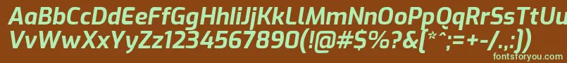 ExoBolditalic-fontti – vihreät fontit ruskealla taustalla