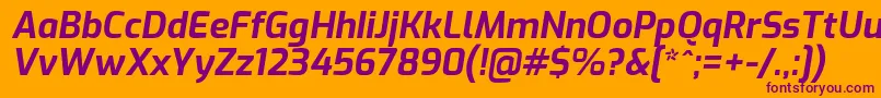 Więcej informacji o czcionce ExoBolditalic Czcionka ExoBolditalic – fioletowe czcionki na pomarańczowym tle