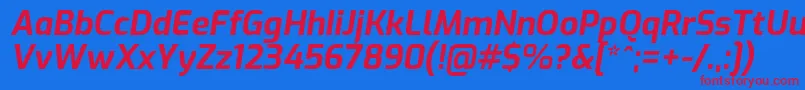 ExoBolditalic Font – Red Fonts on Blue Background