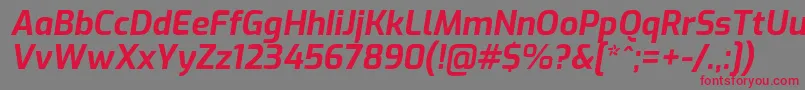 ExoBolditalic-fontti – punaiset fontit harmaalla taustalla