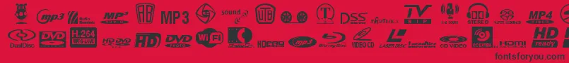EuSym Font – Black Fonts on Red Background