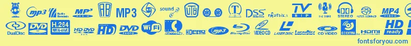 EuSym Font – Blue Fonts on Yellow Background