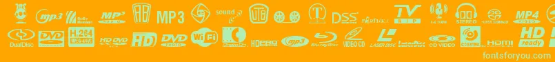 EuSym Font – Green Fonts on Orange Background