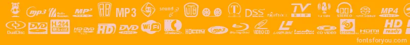 EuSym Font – Pink Fonts on Orange Background