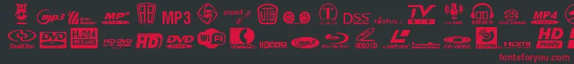 EuSym Font – Red Fonts on Black Background