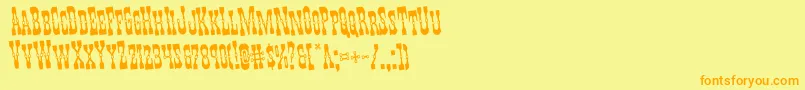 フォントYoungerbrosrotate – オレンジの文字が黄色の背景にあります。