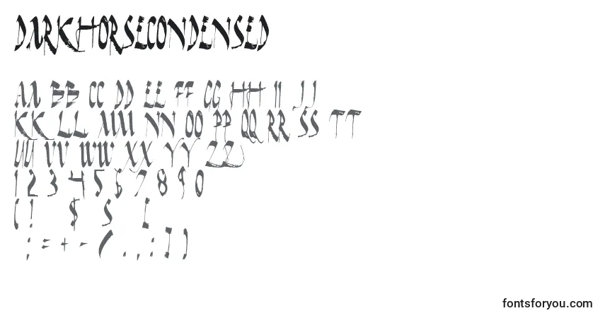 A fonte DarkHorseCondensed – alfabeto, números, caracteres especiais