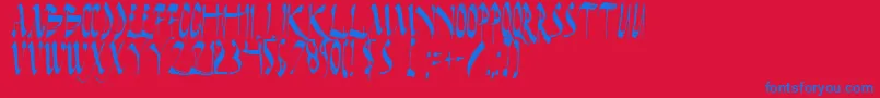 フォントDarkHorseCondensed – 赤い背景に青い文字