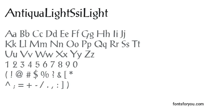 A fonte AntiquaLightSsiLight – alfabeto, números, caracteres especiais
