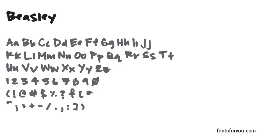 A fonte Beasley – alfabeto, números, caracteres especiais