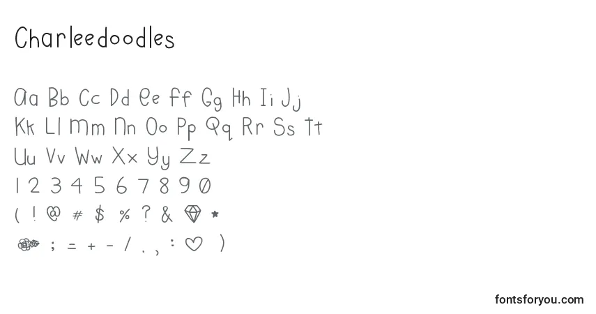 Czcionka Charleedoodles – alfabet, cyfry, specjalne znaki