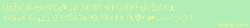 Шрифт Charleedoodles – жёлтые шрифты на зелёном фоне