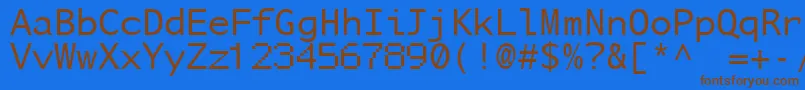 NuSansMonoDemo-fontti – ruskeat fontit sinisellä taustalla