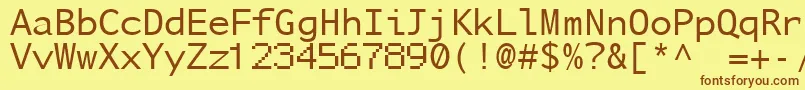 Fonte NuSansMonoDemo – fontes marrons em um fundo amarelo
