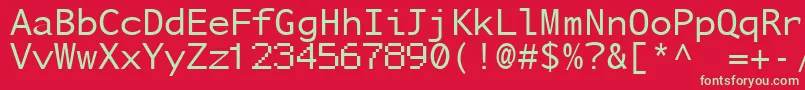 フォントNuSansMonoDemo – 赤い背景に緑の文字