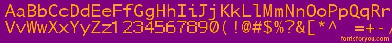 NuSansMonoDemo-fontti – oranssit fontit violetilla taustalla