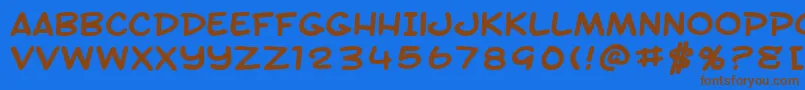 フォントSfToontimeExtendedBold – 茶色の文字が青い背景にあります。