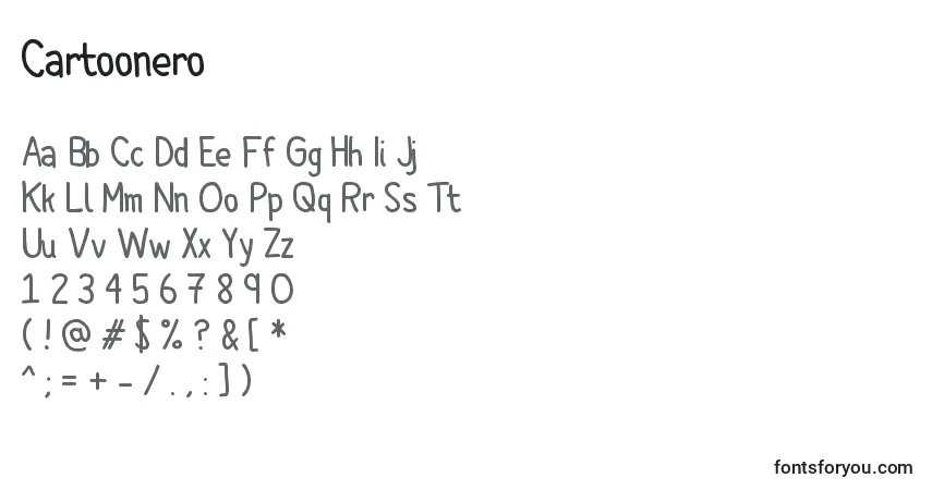 Czcionka Cartoonero – alfabet, cyfry, specjalne znaki