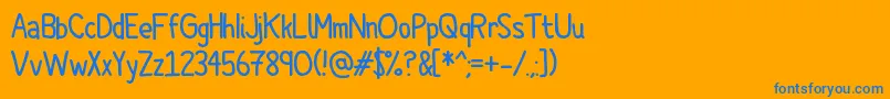 Cartoonero-Schriftart – Blaue Schriften auf orangefarbenem Hintergrund