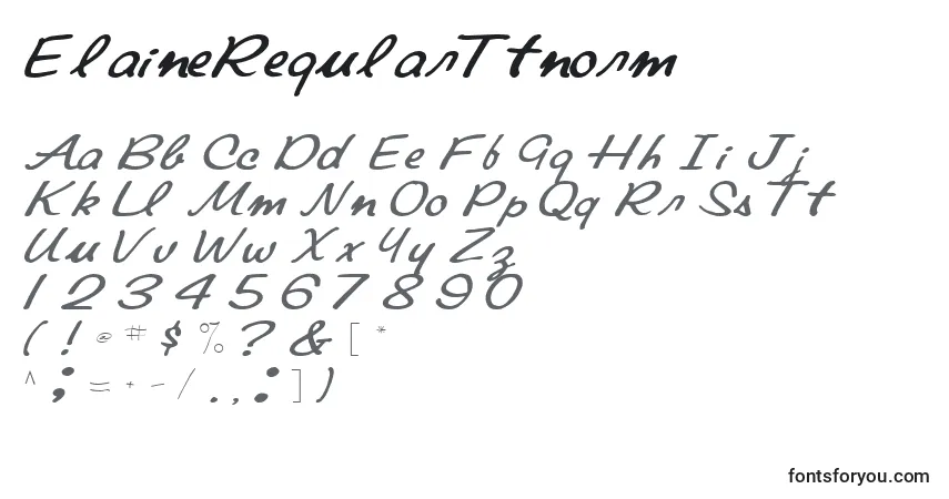 A fonte ElaineRegularTtnorm – alfabeto, números, caracteres especiais